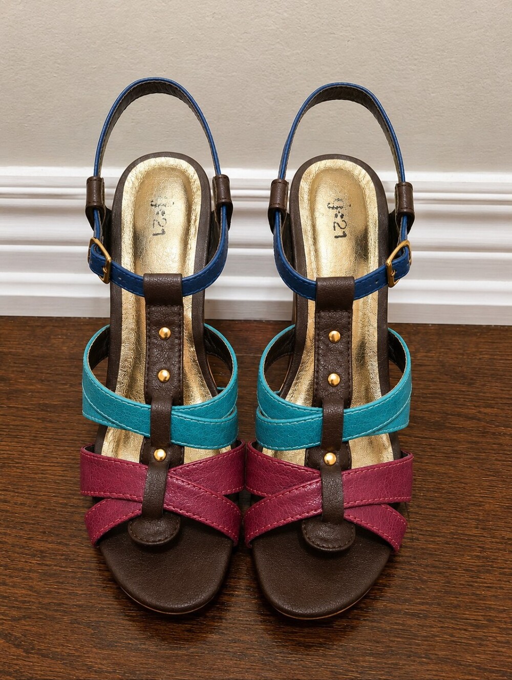Pamela Size 8 Fun Colorful Cork Y2k Wedge Sandals Boho Festival